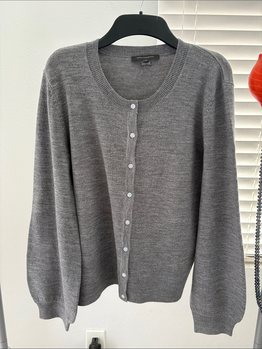French Connection Grey Button-Front Knit Cardigan